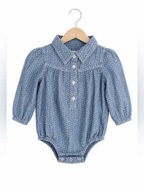 3/$25 GAP baby girl light blue chambray shirt 12-18m